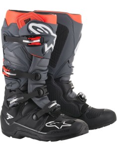 Bota Alpinestars Tech 7 Enduro Negro/Gris/Rojo Fluor