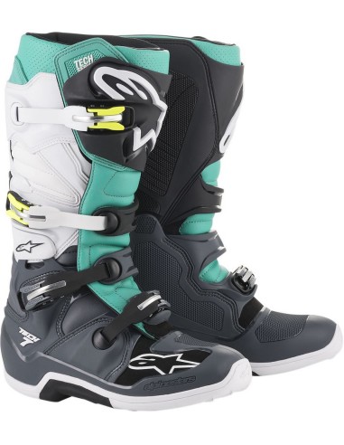Bota Alpinestars Tech 7 Gris/Turquesa/Blanco