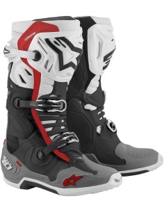 Bota Alpinestars Tech 10 Supervented Negro/Blanco/Gris/Rojo