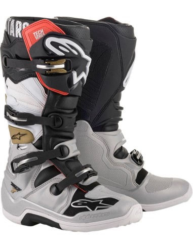 Bota Alpinestars Tech 7 Negro/Plata/Oro/Blanco