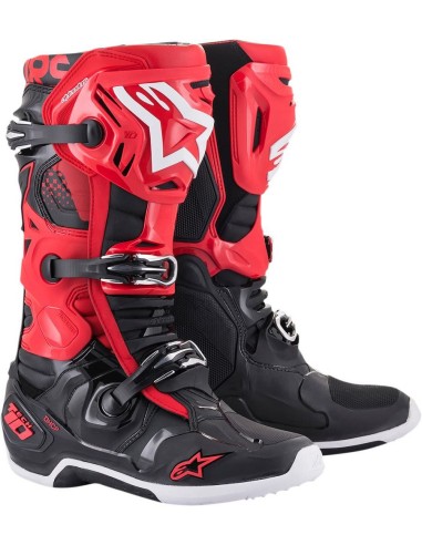 Bota Alpinestars Tech 10 Negro/Rojo Fluor/Blanco
