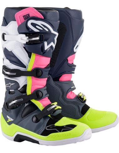 Bota Alpinestars Tech 7 Gris/Azul Oscuro/Rosa...