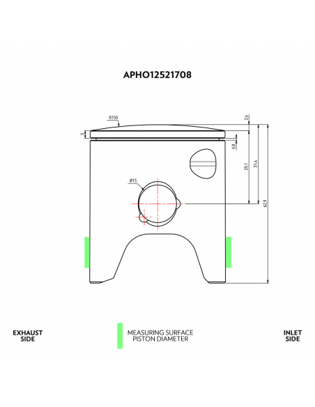 Pistón especial 12º VHM para Honda RS 125 1995-2010 + RS 250 1993-2010 (Ø15mm Piston Pin)