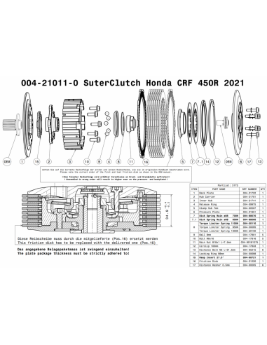 Embrague antirebote Suter Honda CRF 450R 2021