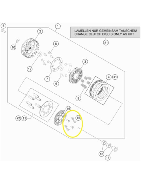 Tornillo de Cabeza Avellandada M6x16 10.9 DIN 7991 Original KTM/Husqvarna/GasGas