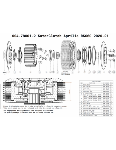 Embrague antirebote Suter Aprilia RS 660...