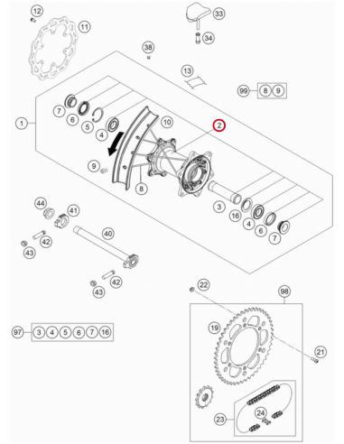 Buje Rueda Trasera Plata Original GasGas MC 125...