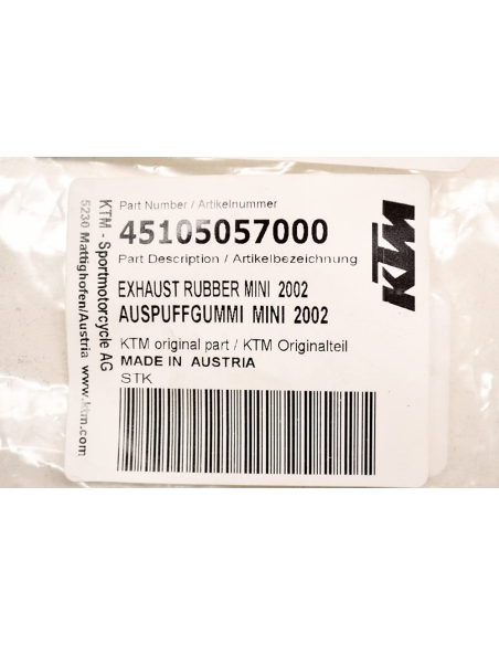 Goma de Escape Original KTM SX 50 2002-2023 + Husqvarna TC 50 2017-2023 + GasGas MC 50 2021-2023 Original