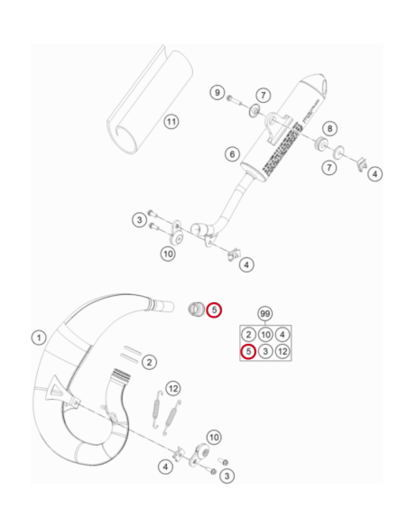 Goma de Escape Original KTM SX 50 2002-2023 + Husqvarna TC 50 2017-2023 + GasGas MC 50 2021-2023 Original
