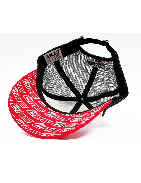 Gorra BUD Racing Basic Blanca/Negra con Visera Curvada en Rojo Talla Unica