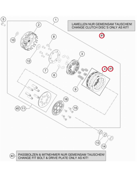 Kit Discos de Embrague KTM SX 50 2013-2023 + Husqvarna TC 50 2017-2023 + GasGas EC 50 2021-2023