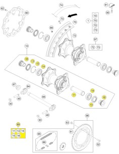 Kit Reparación Rueda Trasera KTM SX 85 2013-2024 +...