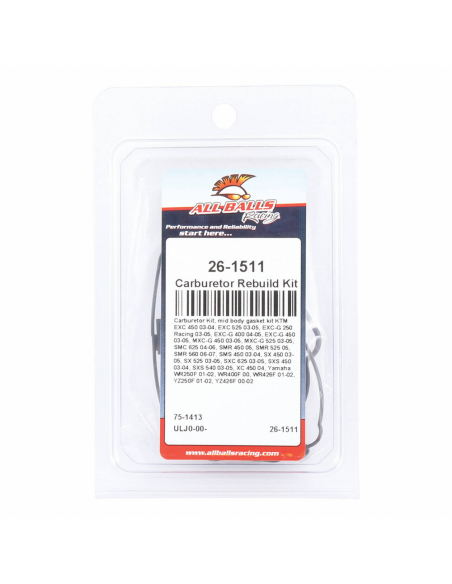 Kit Juntas Reparación Carburador KTM EXC 250 2002-2005 + EXC 450 2003-2004 + EXC 525 2003-2008 + SMR 525 Racing SM 2004-