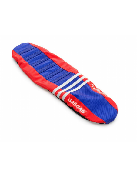Funda de Asiento GasGas Factory Racing Azul/Rojo 3 Bandas Blancas