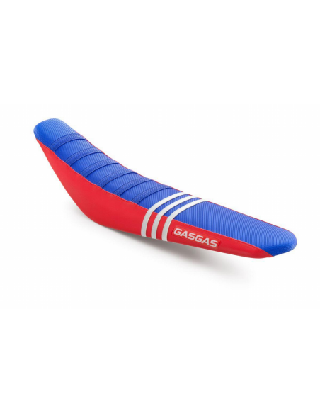Funda de Asiento GasGas Factory Racing Azul/Rojo 3 Bandas Blancas