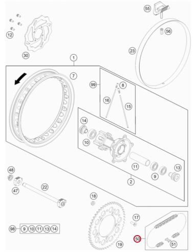 Cadena 420 112 pasos Original KTM SX 65 2023 +...