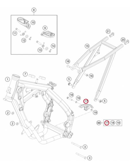 Patín de Cadena Negro Original KTM SX 65 2009- + Husqvarna TC 65 2017- + GasGas MC 65 2021-