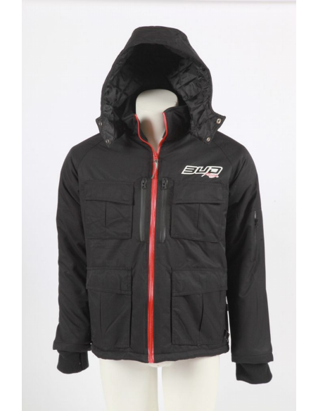 Chaqueta de Invierno Con Capucha Bud Racing Stadium Negra Cremallera Roja