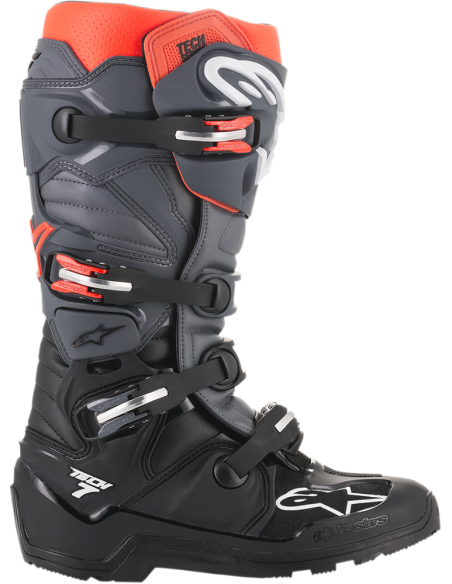 Bota Alpinestars Tech 7 Enduro Negro/Gris/Rojo Fluor