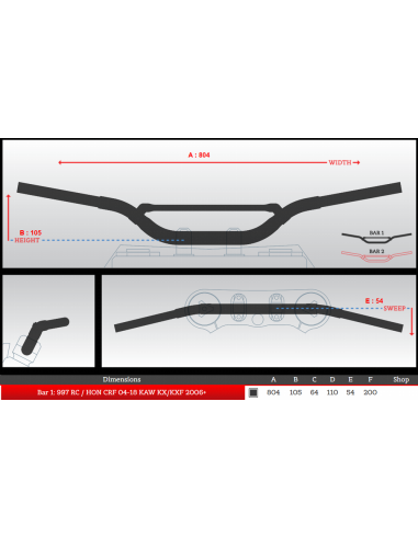 Manillar Renthal 997 RC Honda CRF 2004-2018 +...