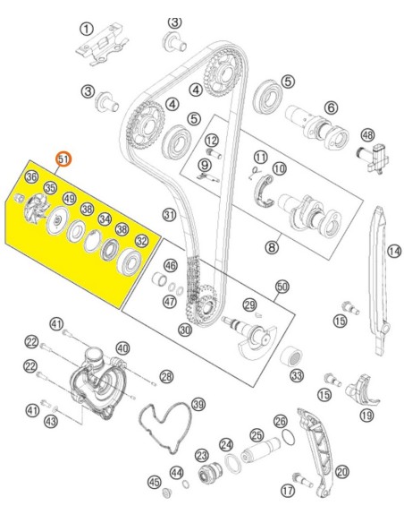 Kit Reparación Bomba de Agua Original KTM 250 SXF 2013-2015 + 250 EXCF 2014-2016 + 350 SXF 2011-2015 + 350 EXCF 2012-2016