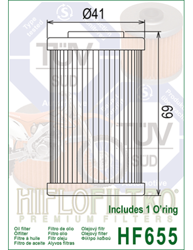 Filtro de Aceite Hiflofiltro HF655