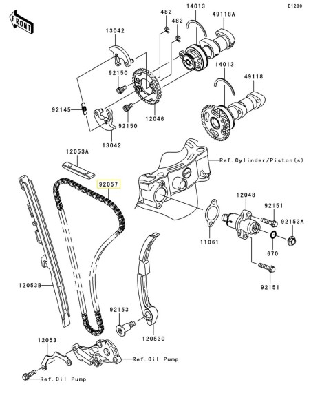 Cadena de Distribución Kawasaki KXF 450 2009-2018 122 pasos
