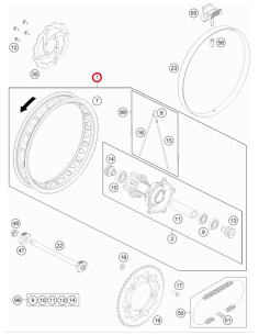 Rueda Trasera Original KTM SX 65 2023- + Husqvarna TC 65...