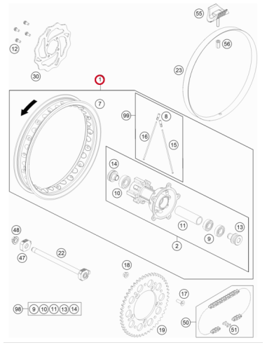 Rueda Trasera Original KTM SX 65 2023- +...