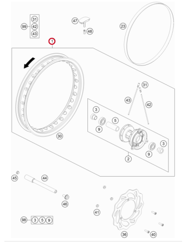 Rueda Delantera Original KTM SX 65 2023- +...