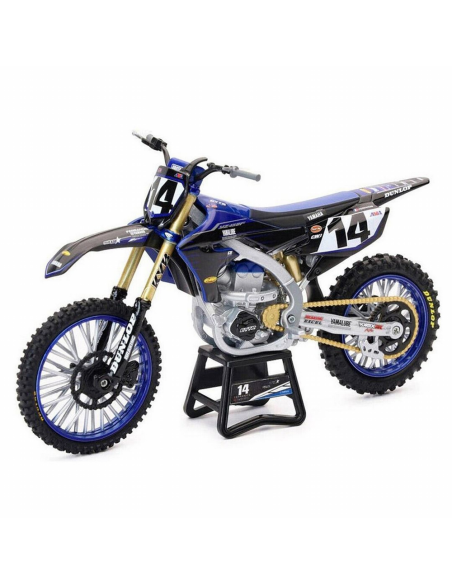 Moto miniatura NewRay Yamaha YZ 450F Factory Racing 2022 #14 Dylan Ferrandis Azul (escala 1:12)
