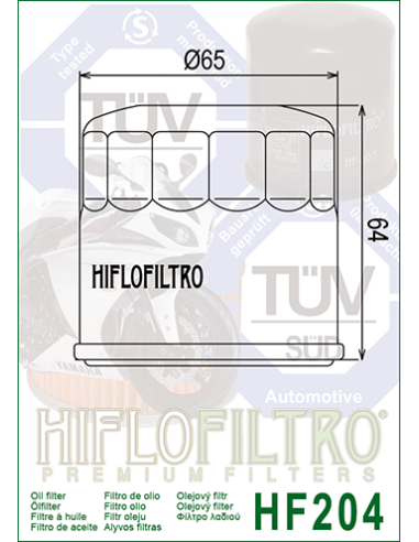 Filtro de Aceite Hiflofiltro HF204