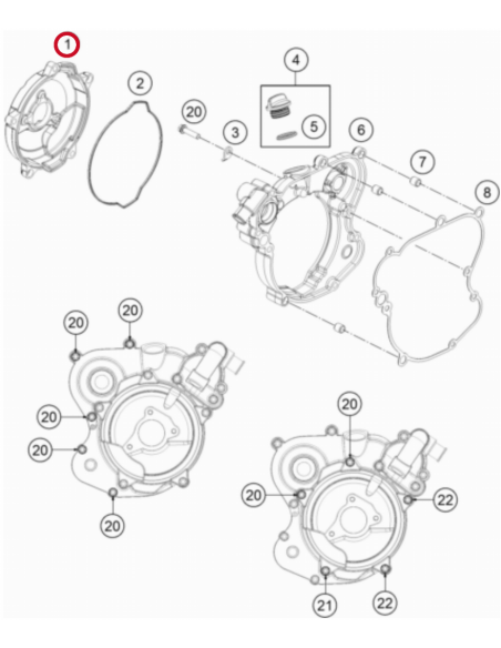 Tapa de Embrague Original KTM SX 65 2009- + Husqvarna TC 65 2017- + GasGas MC 65 2021-