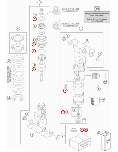Kit Reparación de Amortiguador Original KTM SX...