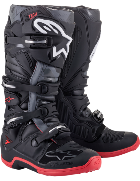 Bota Alpinestars Tech 7 Negro/Gris/Rojo