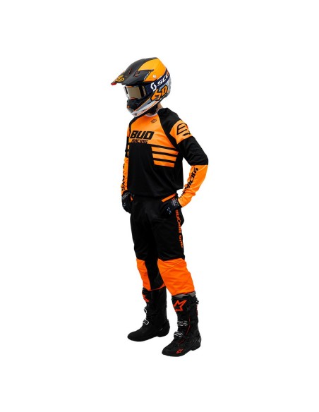 Camiseta/Maillot Bud Racing Lazer Naranja Fluor/Negro Logo "B" 2023