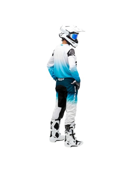 Camiseta/Maillot Bud Racing Lazer Turquesa/Blanco Logo "B" 2023