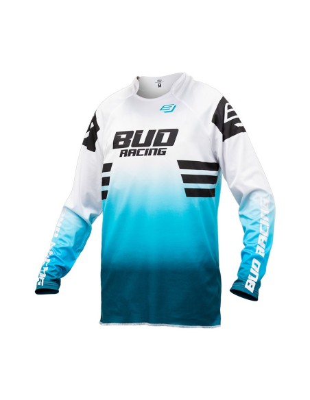 Camiseta/Maillot Bud Racing Lazer Turquesa/Blanco Logo "B" 2023