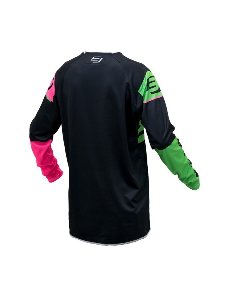 Camiseta/Maillot Bud Racing Lazer Rosa Fluor/Verde Fluor/Negro Logo "B" 2023
