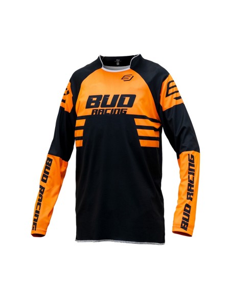 Camiseta/Maillot Bud Racing Lazer Naranja Fluor/Negro Logo "B" 2023