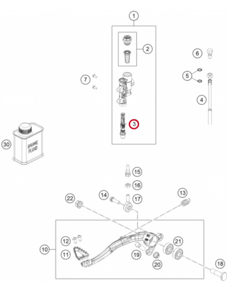 Kit Reparación Cilindro Maestro de Freno Trasero Original GasGas MC 250/350/450 con Bracktek