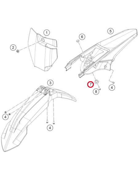 Casquillo de Sujección Asiento KTM SX 85 2017- + Husqvarna TC 85 2017- + GasGas MC 85 2021-
