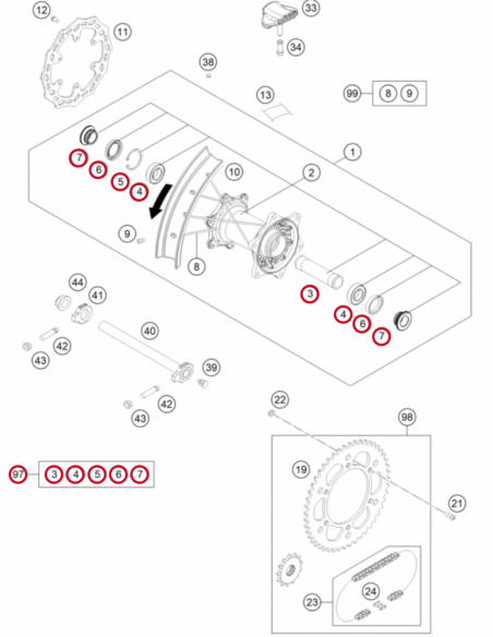 Kit Reparación Rueda Trasera Original KTM/Husqvarna/GasGas