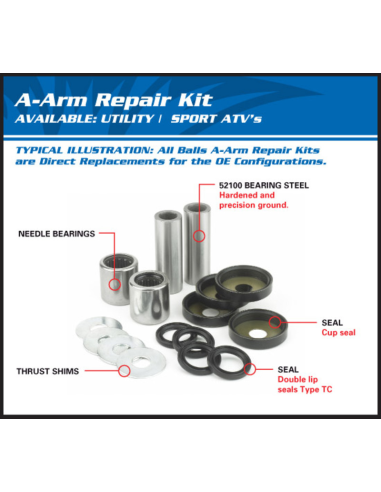 Kit Reparación Trapecio Infeirior ATV Artic 400...