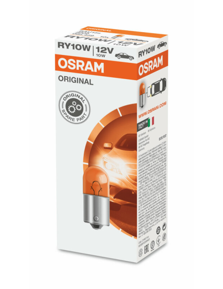 Lampara Intermitente 12V 10W Osram RY10W Color Naranja Casquillo BAU15s (Homologada)