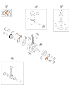 Kit Retenes de Cigüeñal Originales KTM EX 125 1998-2016 +...