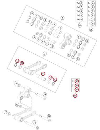 Kit Reparación Bieleta KTM MX 2T/4T 2023- +...