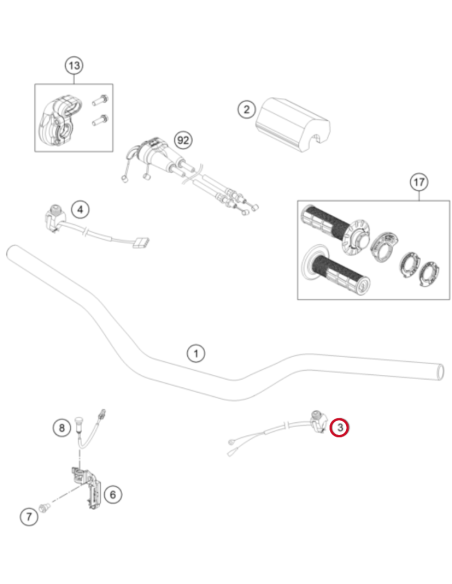 Interruptor de Pare con Cable y Soporte Original KTM/Husqvarna/GasGas