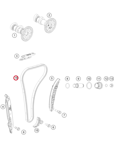Cadena Distribución Original KTM/Husqvarna MX 250/350/500 2023- + Enduro 250/350/500 2024- + GasGas MC 250/350/500 F 2024