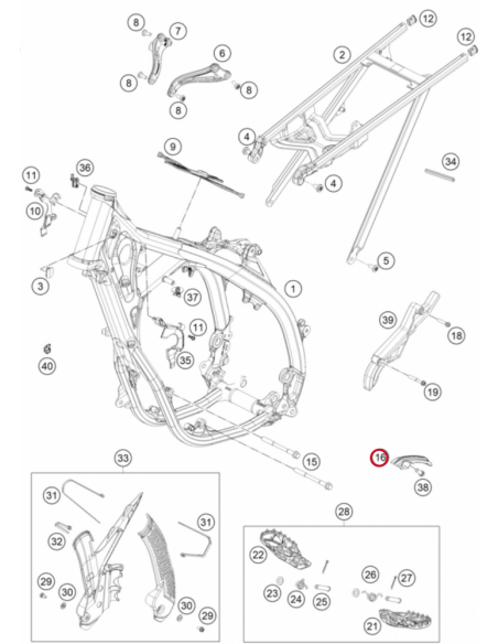 Patín de Cadena Inferior Negro Original GasGas MX y Enduro 2024- + KTM/Husqvarna MX 2023- + Enduro 2024-
